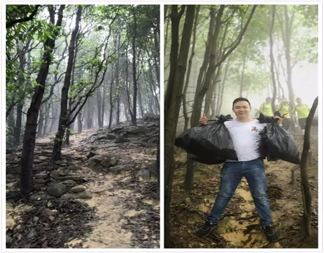 博皓人所到之處，皆無垃圾，滿滿當當的袋子